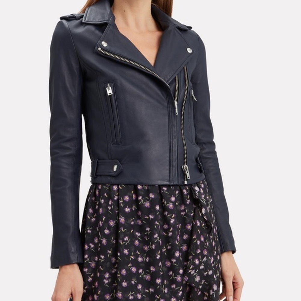 IRO Navy Leather Jacket